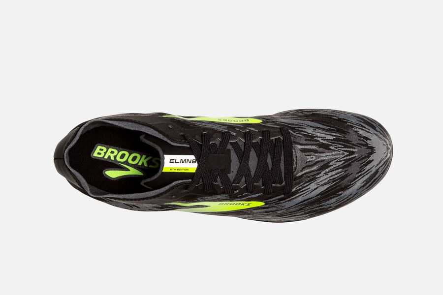 Brooks Israel ELMN8 v5 Spikes Shoes Womens - Black/Green - KHW-672951